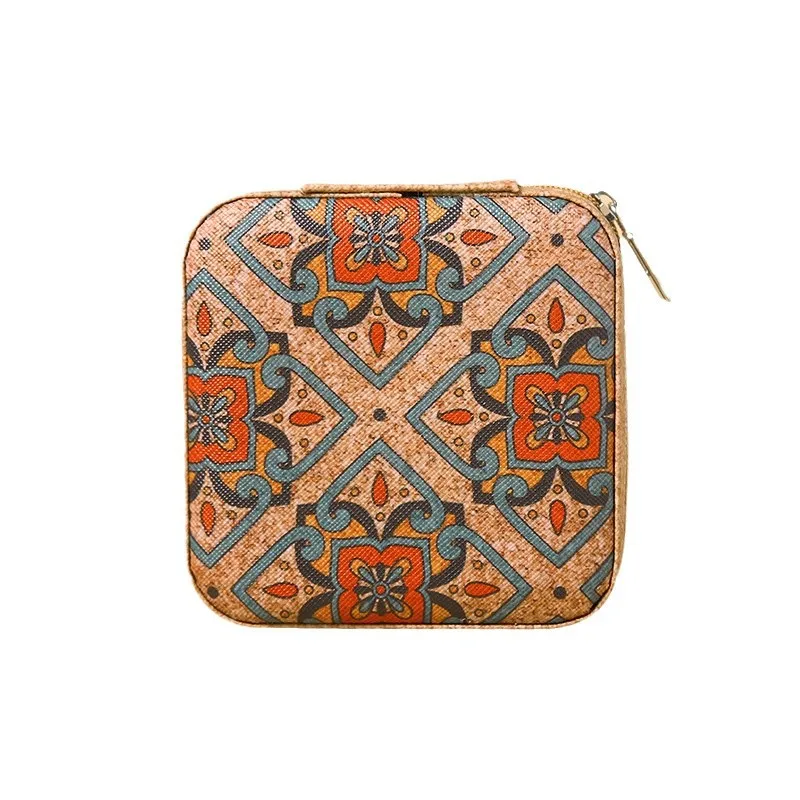 Fashion Charm Bracelets Multi-functional Exquisite Storage Portable Eco-friendly Cork Retro Printed Women's Diamond Jewelry Box