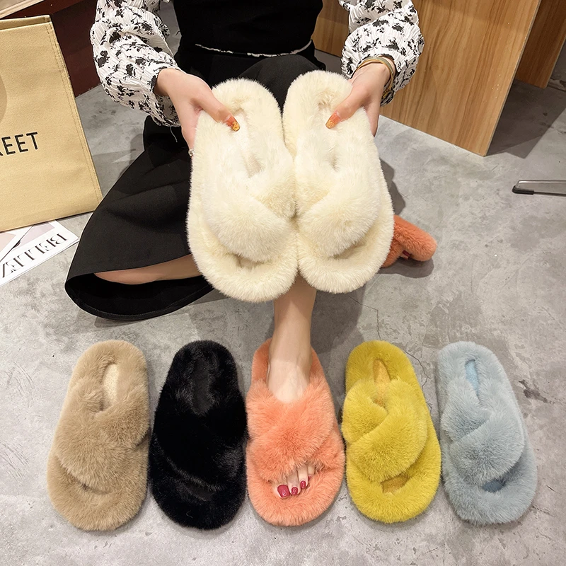 

Fashion Womens Slippers Fluffy Fur Slippers Faux Slippers For Women