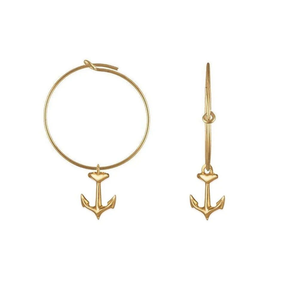 

2021 New luxury 925 Sterling Silver Anchor Earrings Gold Vermeil Hoop Earrings for Girl Friend Party Jewelry