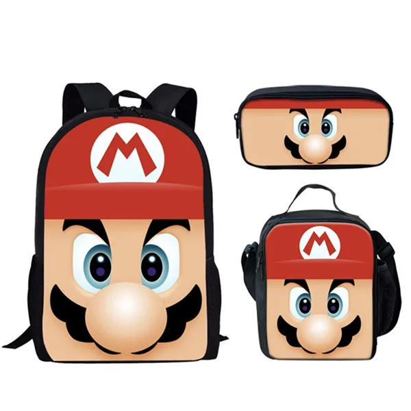 

Large School Bags Set Boys Children Backpack Kids Anime Super Mario Bros Printed Primary Mochila School Bagpack