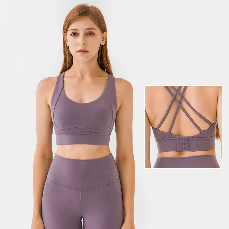 

2022 Cross back sport bra active wear set plus size high support fitness yoga Top sports bra