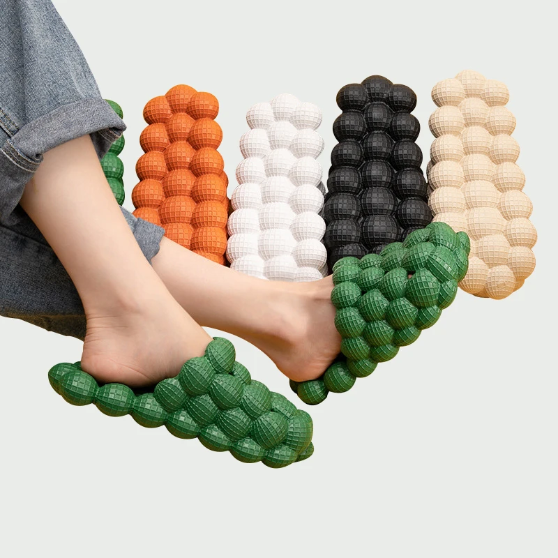 

Summer new sandals and slippers for men and women fashion casual wear step on shit home massage bottom slippers, Green ,orange , khaki , black , purple