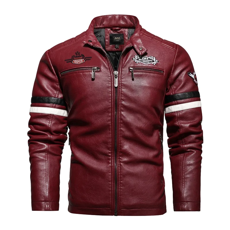

New Spring Casual Motorcycle Pu Jacket Biker Leather Coats Men's Leather Jackets