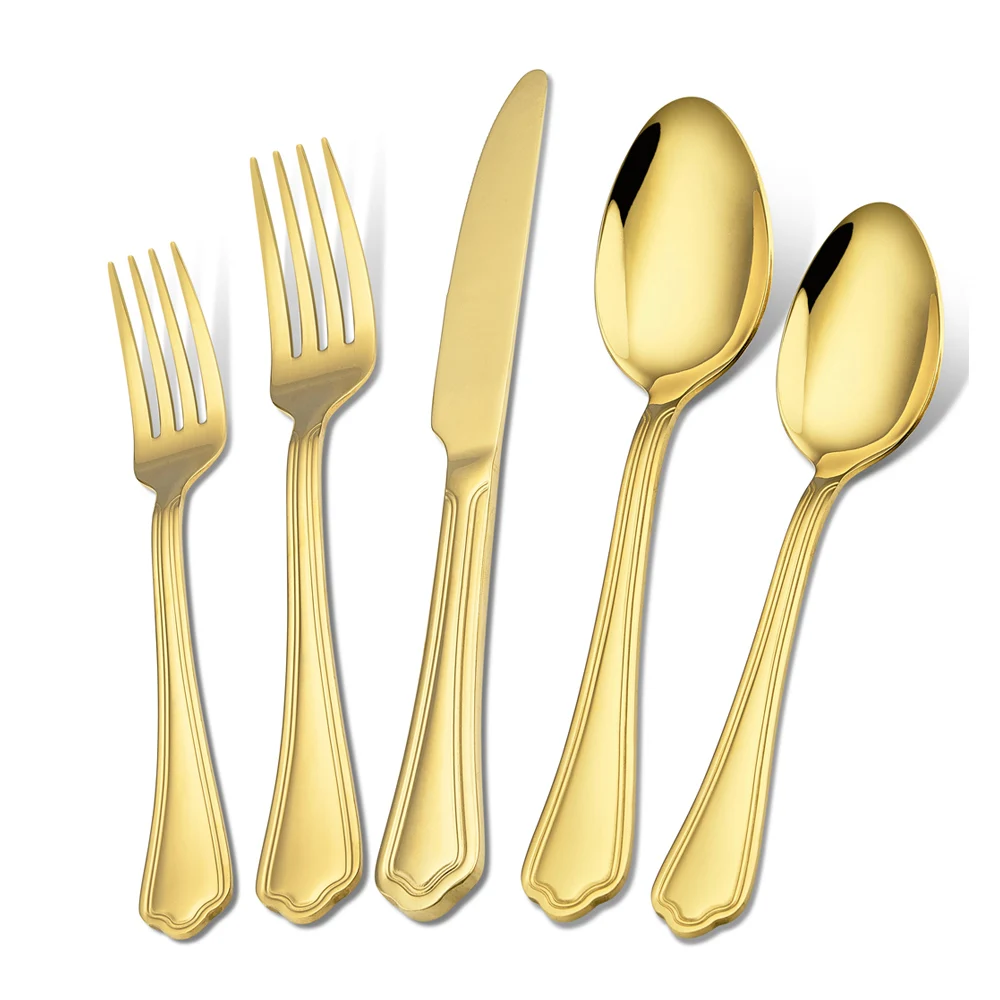 

US stocks restaurant gold forks and spoons wedding silverware inox brass pvd elegant bulk gold flatware cutlery set, Silver