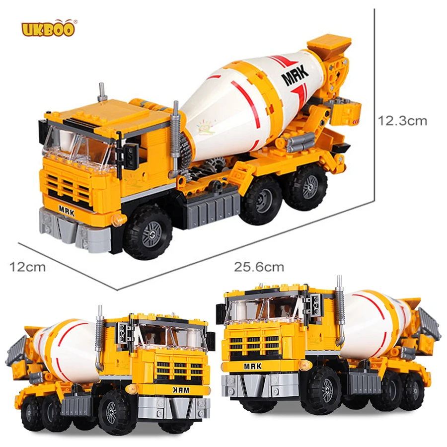 

Free Shipping UKBOO 654PCS Building Block Educational Brick LegoSize Cement Mixer Truck Toy