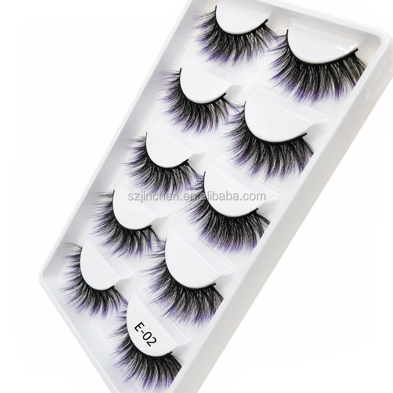 

Lashes wholesale vendor E02 cruelty free 5 pairs mink natural soft colorful eyelashes