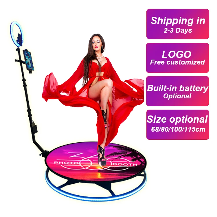 

115cm Dropshipping hot seal Intelligent Operation 360 Degree Slow Motion Rotating Magic 360 Photo Booth Photobooth 68 cm platform