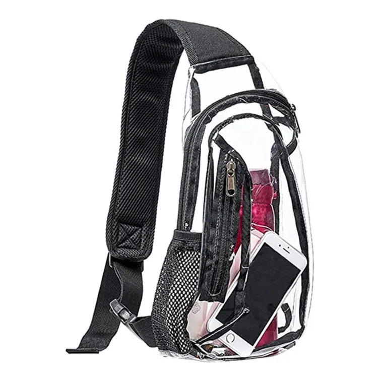 

Clear Black Pvc Transparent Messenger Bag Transparent Chest Bag