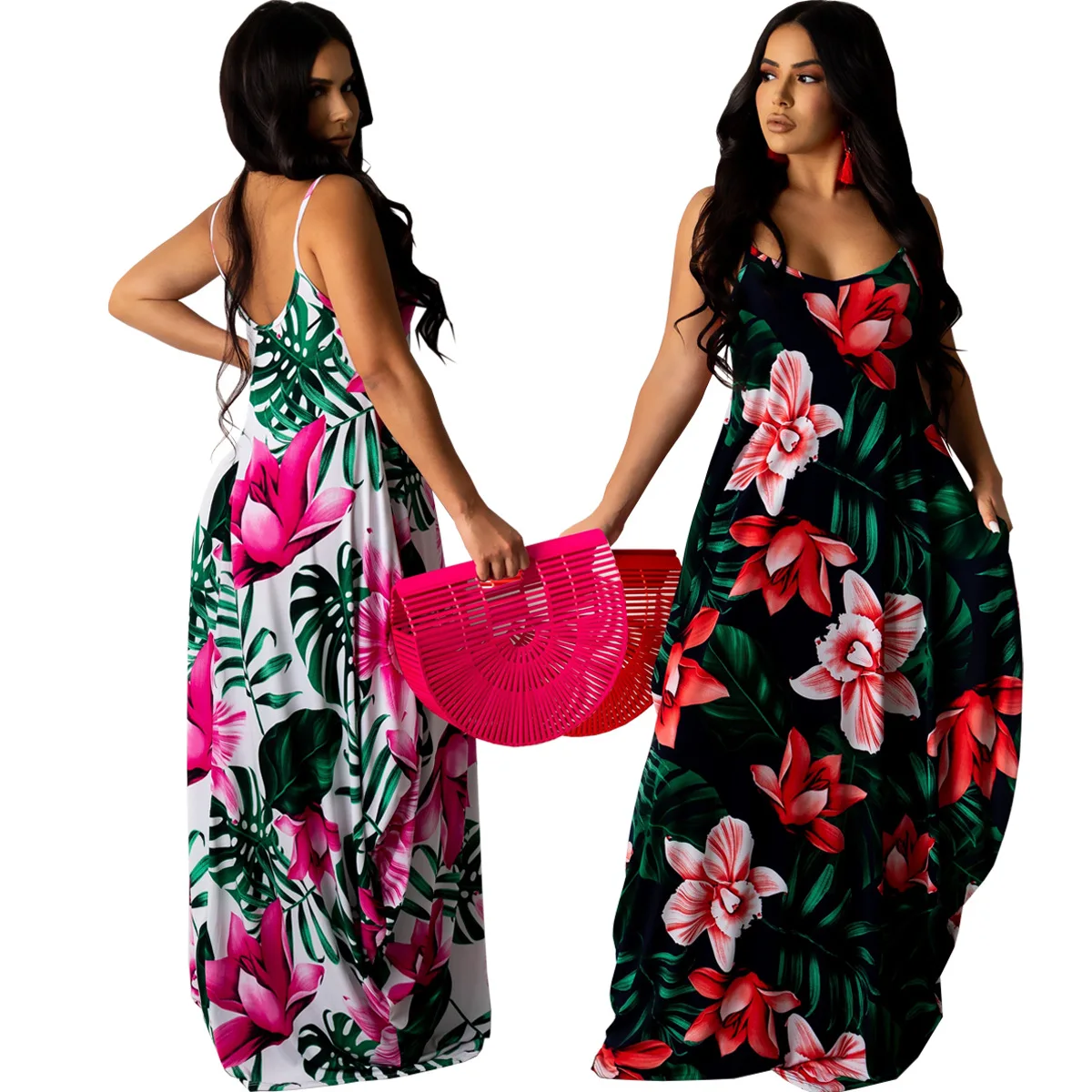 

F30415A ready to ship women floral casual dresses for women, As picture