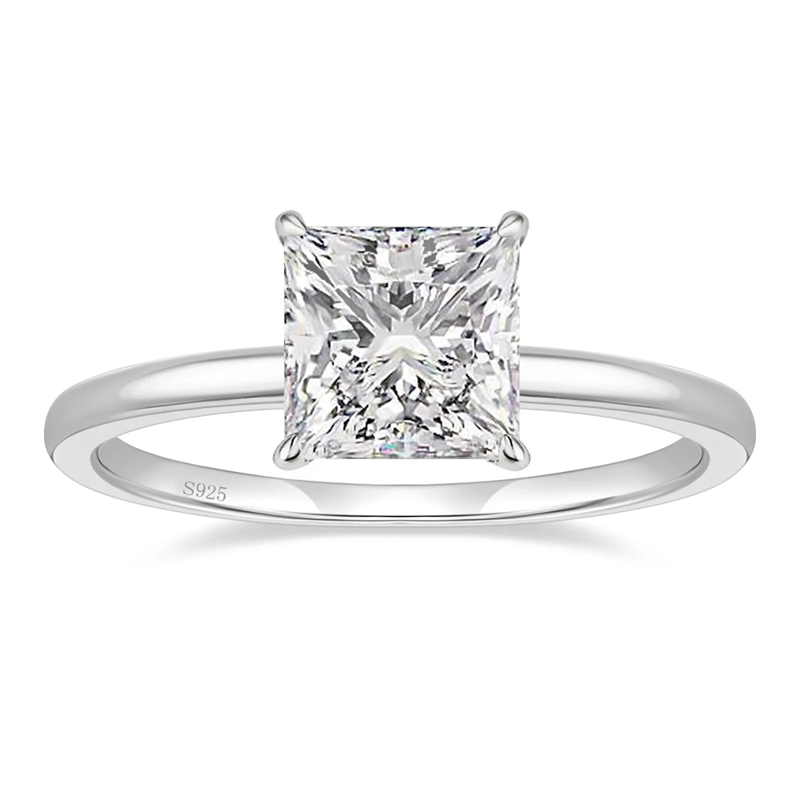 OAHLAN Romantic 2CT 925 Sterling Silver Women Engagement Rings Princess Cut Cubic Zirconia CZ Wedding Promise Rings Size 3-11
