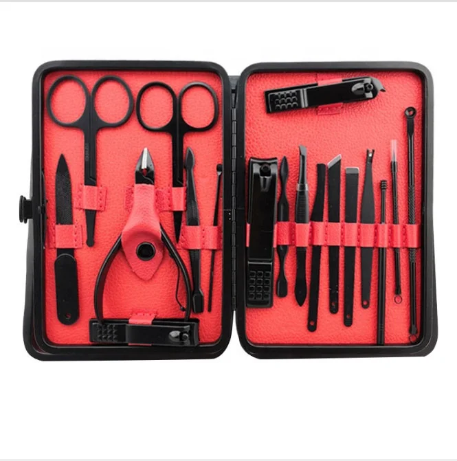 

Stainless steel nail scissors set of 18 sets Manicure tool set Nail clippers, Black
