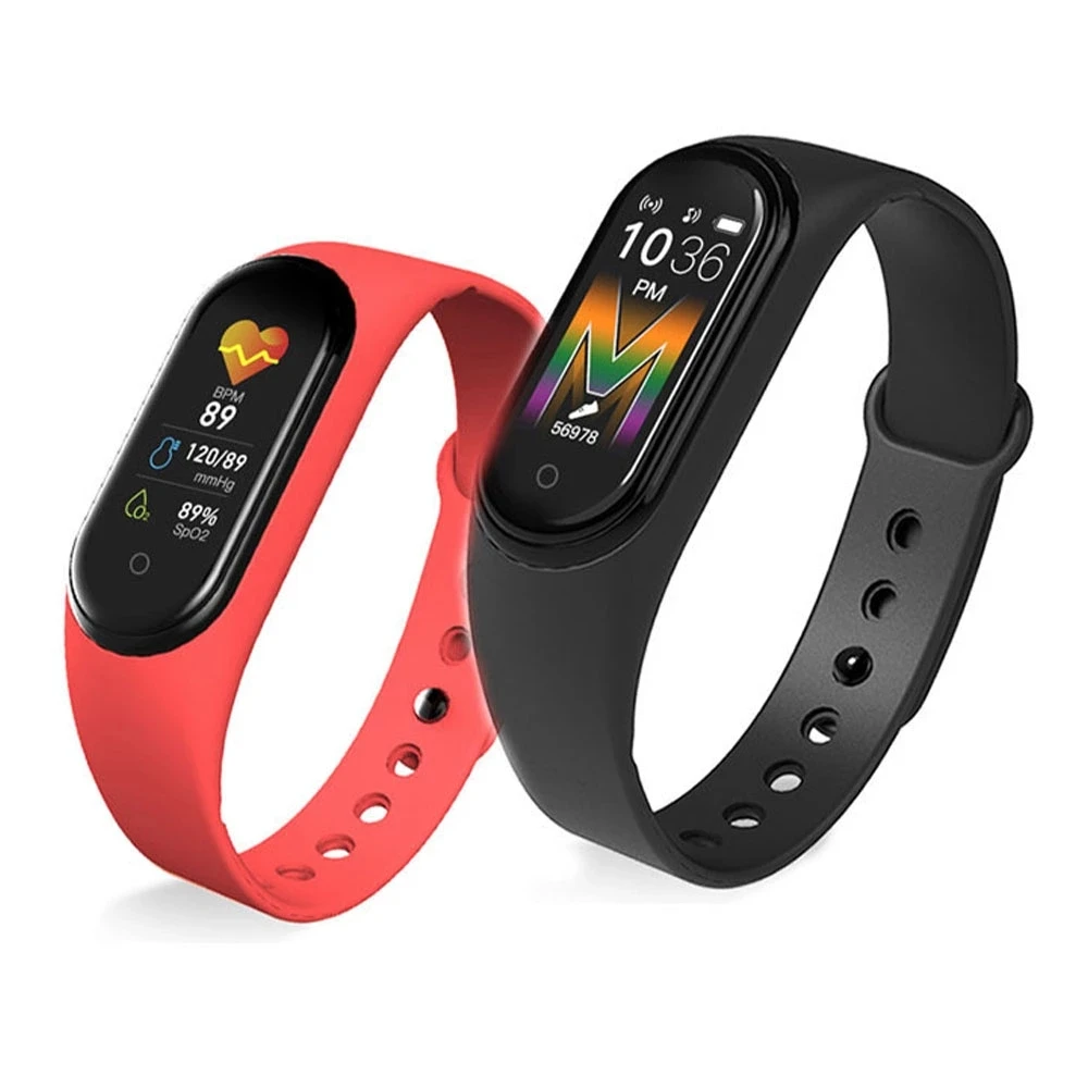 

M5 Smart band Fitness Tracker Watch Sport bracelet Heart Rate Blood Pressure Smartband Monitor Health Wristbands, Black red blue