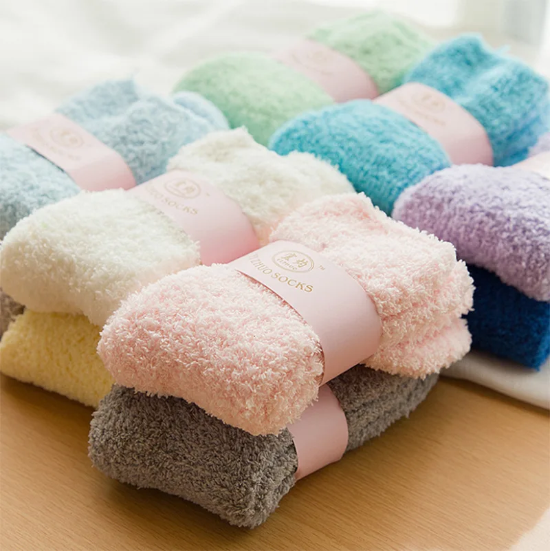 

Wholesale Winter Warm Floor Solid Color socks Soft Fuzzy Fluffy Women Socks