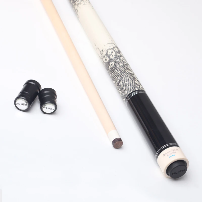 

Fury CA series stick 58'' length Canada maple shaft 1/2 center joint leather wrap black white design butt taco pool cue billiard, Black and white