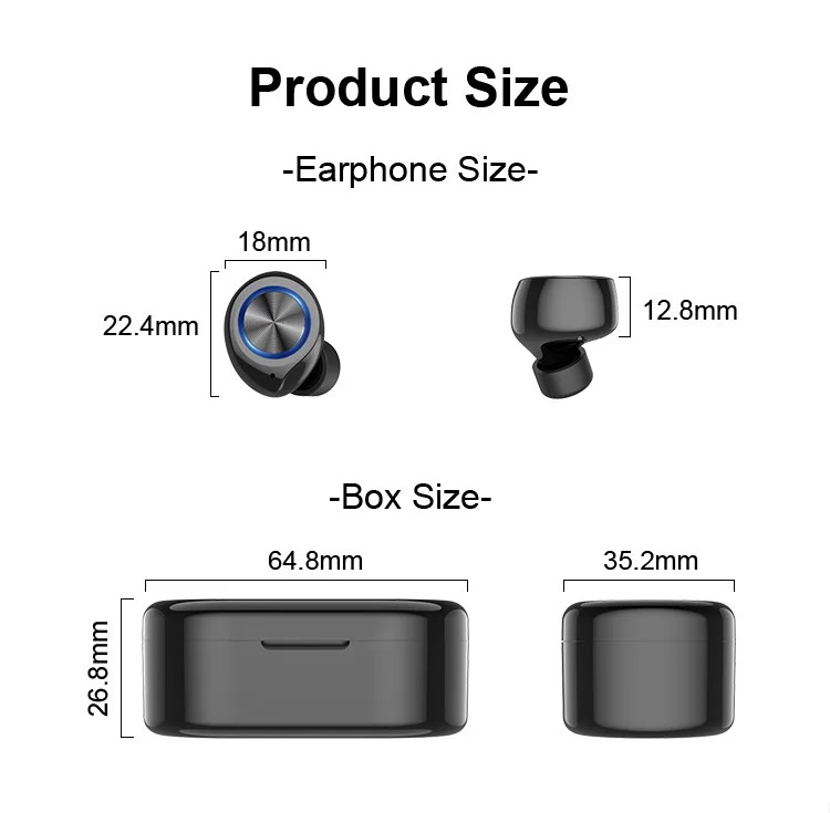 TW80 Blue tooth Earphone Mini Stereo Wireless Headset In Ear Earbuds Headphone with Microphone for ios iPhone Android Samsung - ANKUX.COM
