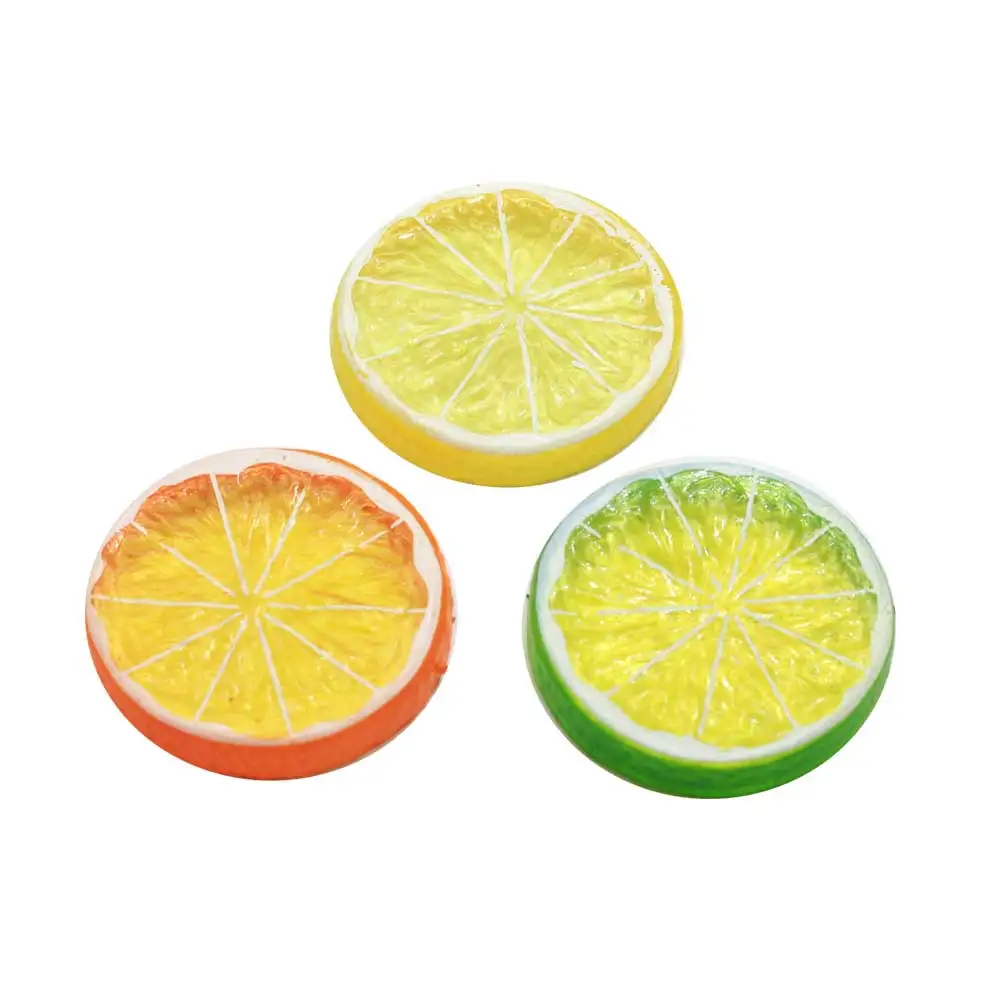 

3D Miniature Lemon Lime Orange Slice Resin Figurine Fruits Model For Festival Party Home Table Decor Photo Props