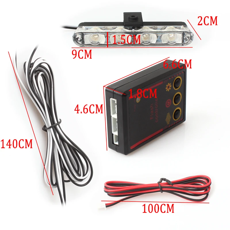 4led Strobe Lights Police Lights Flasher Stroboscopes Fso Auto Flash