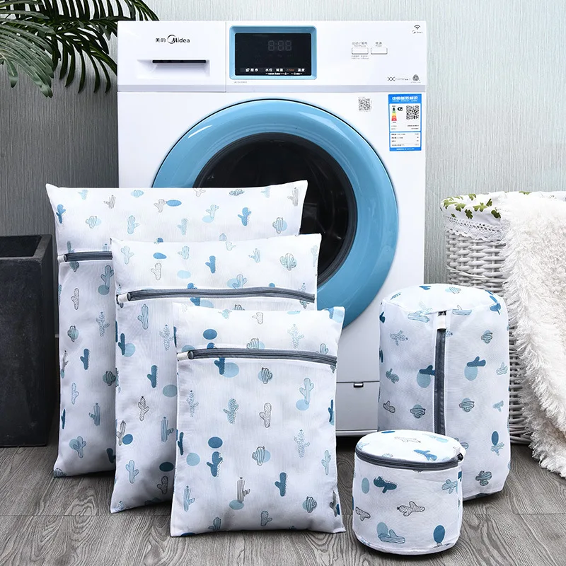 

Printing Zippered Mesh Laundry Bag Polyester Washing Net Bag For Underwear Sock Washing Machine Pouch Clothes Bra Bags