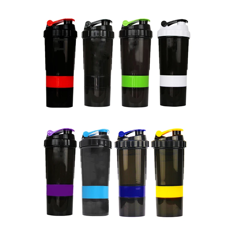 

500ML Custom Logo Bpa Free Popular Gym Wholesale Plastic Protein Powder Shaker Fitness Shaker Bottle, White, black, green, yellow, purple, yellow, blue