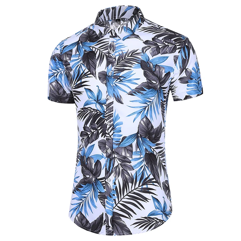 

2021 Men's Hawaiian Shirt Loose Casual Oversize 7XL Men's Printed Shirt Hawaiian Beach Button Shirt OEM Custom Men's T-shirt