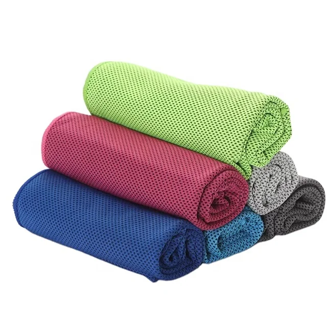 Hot Selling Microfiber Gym Cooling Towel Quick Dry Absorbent for Fitness Solid Color Knitted Polyester Material