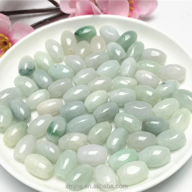 

Burma jadeite DIY jade loose beads long beads A goods rice beads drum 8*12mm Passepartout wholesale