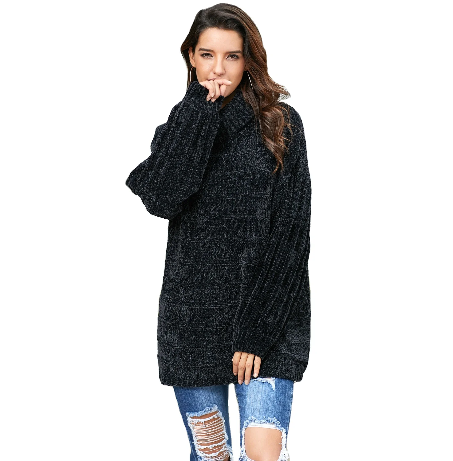 

Women Soft Fashion Winter Velvet Knit Sweater Jumper