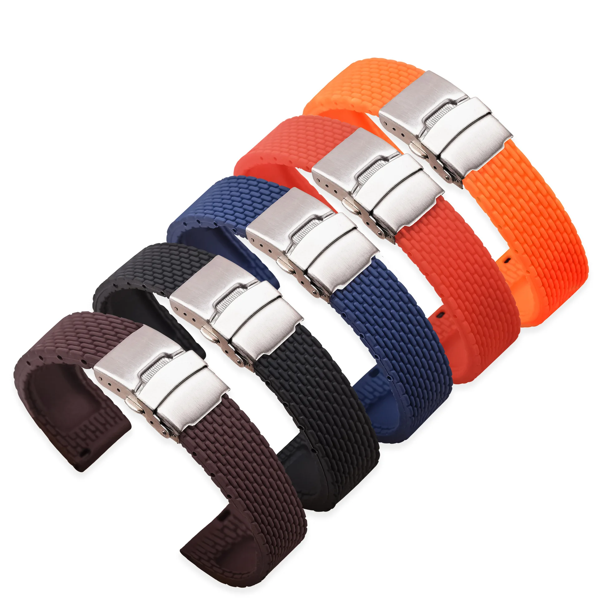 

18mm 20mm 22mm 24mm Silicone Strap Folding Buckle for Samsung Galaxy Watch Gear S2 S3 Quick Release Rubber Watch Strap Band, As picture