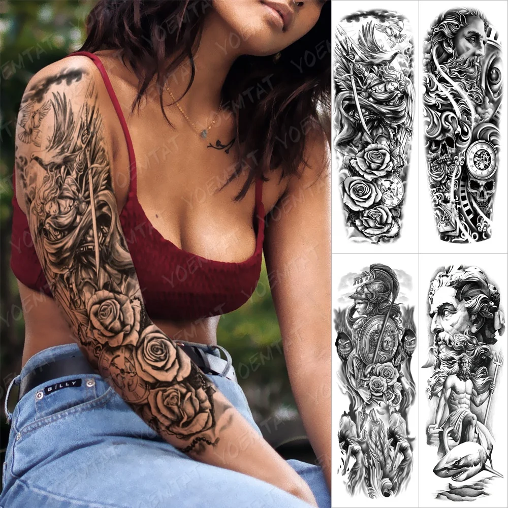 

Full Arm Military Woman Body Tattoo Sticker Temporary Waterproof Tatoo Stickers, Cmyk