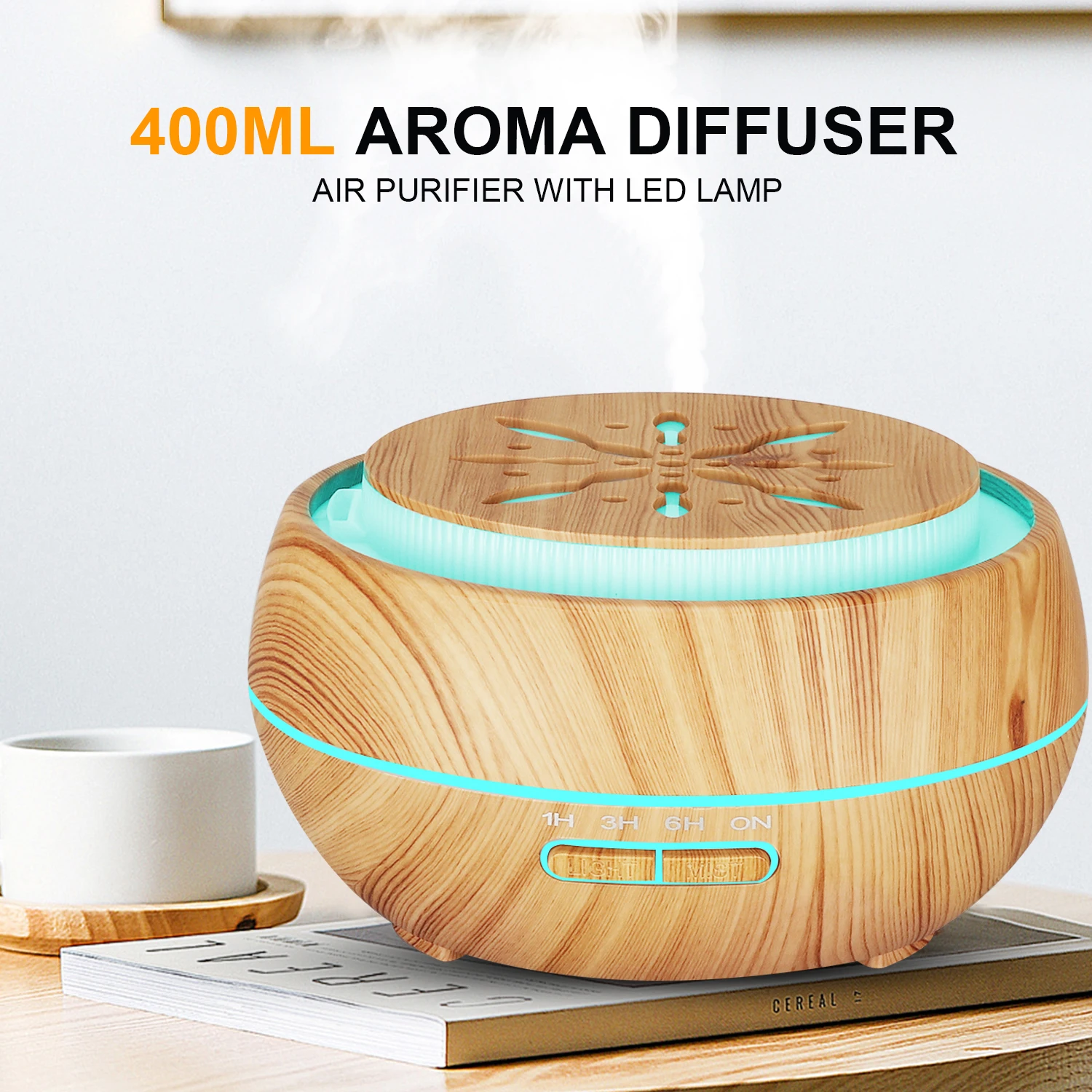 400ml electric essential oil diffuser wood grain diffuser humidifier essential oil diffuser
