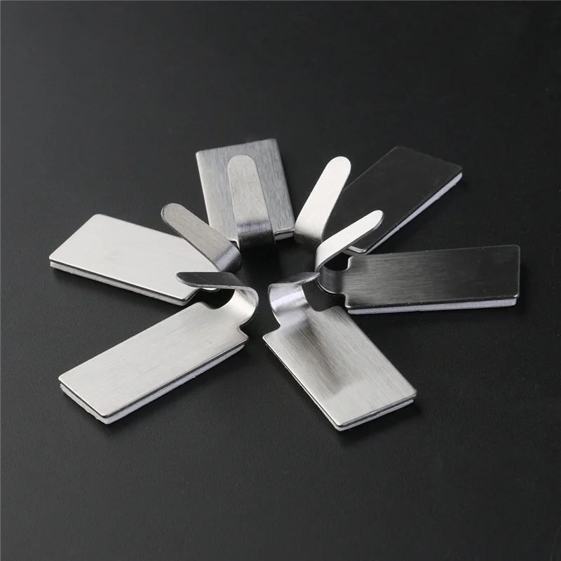 

Punch-free stainless steel hook strong adhesive bathroom kitchen ware wall hanging hook, Silver