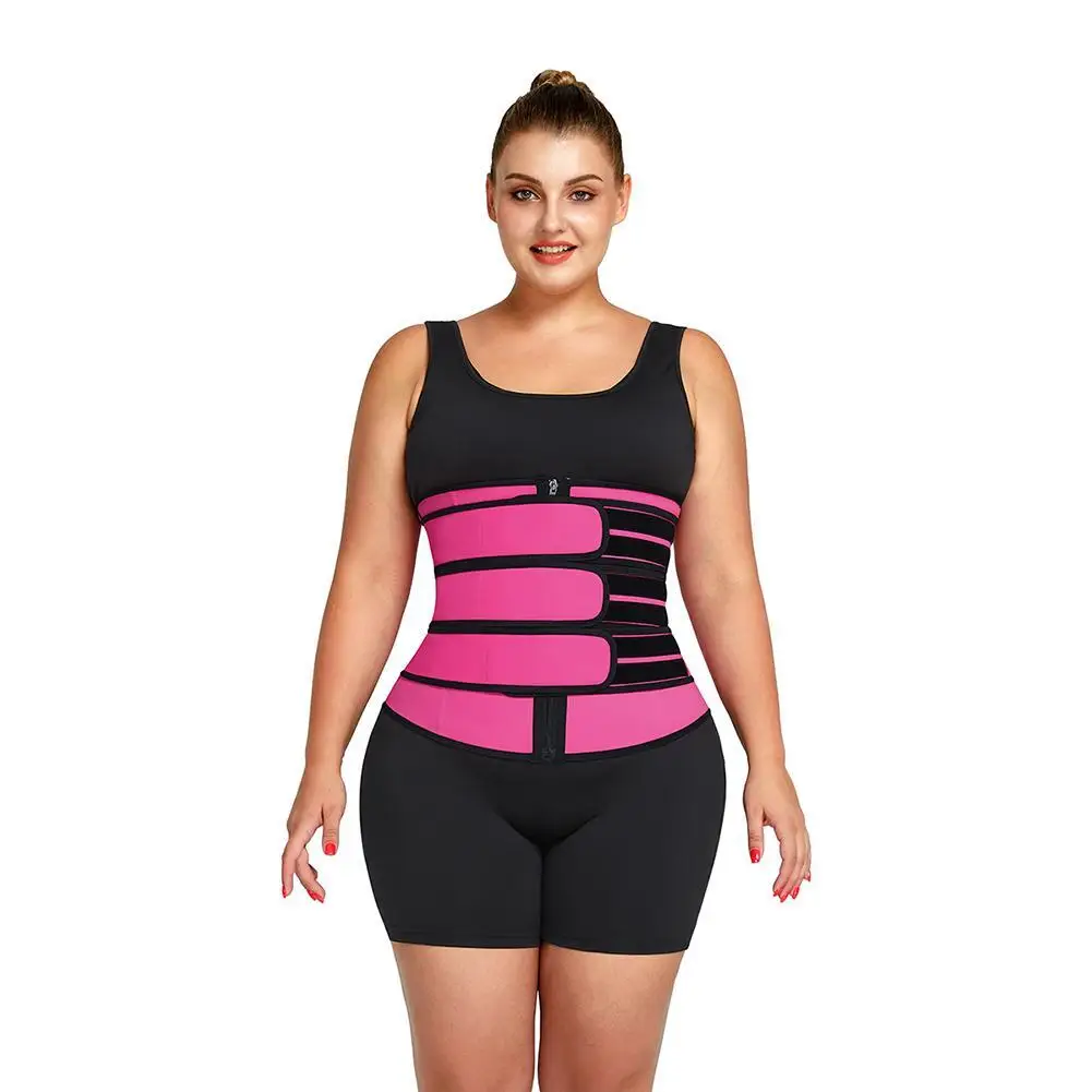 

Wholesale slimming custom logo women three belt neoprene waist trainer, Black,fuchsia,gray