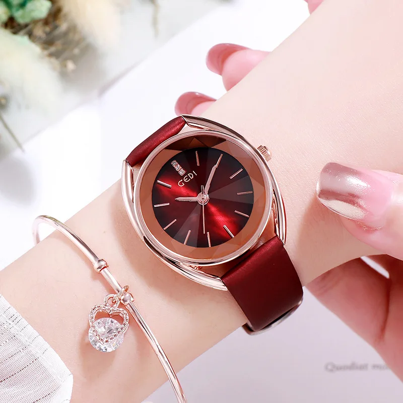 

New Style Trend Fashion Woman Quartz Watch Japan Movement Female Leather Belt Elegant Ladies Watch, Optional
