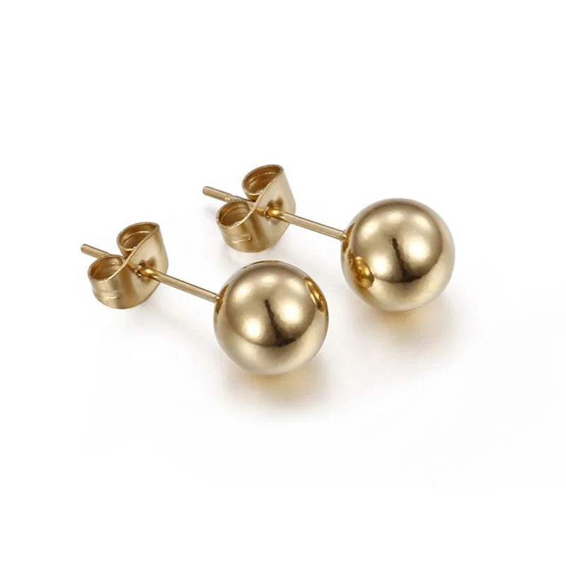 

EAST QUEEN Wholesale Fashion Unisex Minimalist Jewelry  316L Stainless Steel Round Ball Stud Earrings, Silver,gold