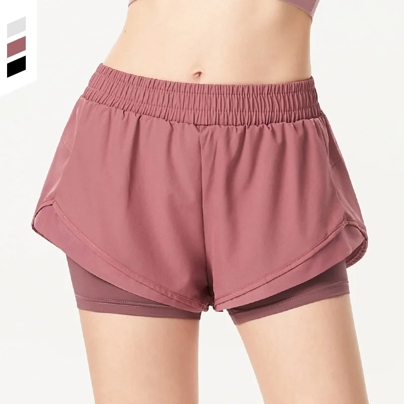 

Women 3 Colors Summer Cool Gym Fitness Sports Safe Two Pieces Hot Pants Shorts, Customized colors