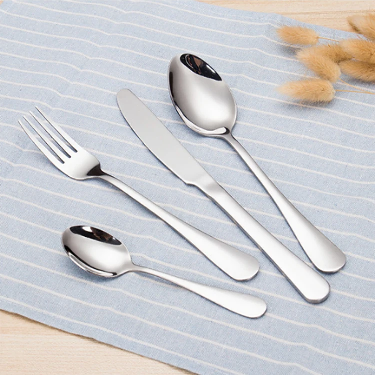 

Custom logo restaurant hotel luxury flatware set wedding travel western silver knife fork spoon stainless steel cutlery set, Customized color