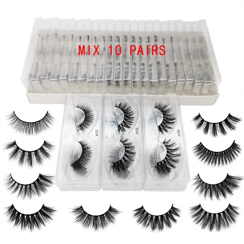 

SHIDISHANGPIN 3D Faux Mink Eyelashes Handmade Makeup Full Strip Lashes Natural Thick Curly False Eyelashes 1 Pair