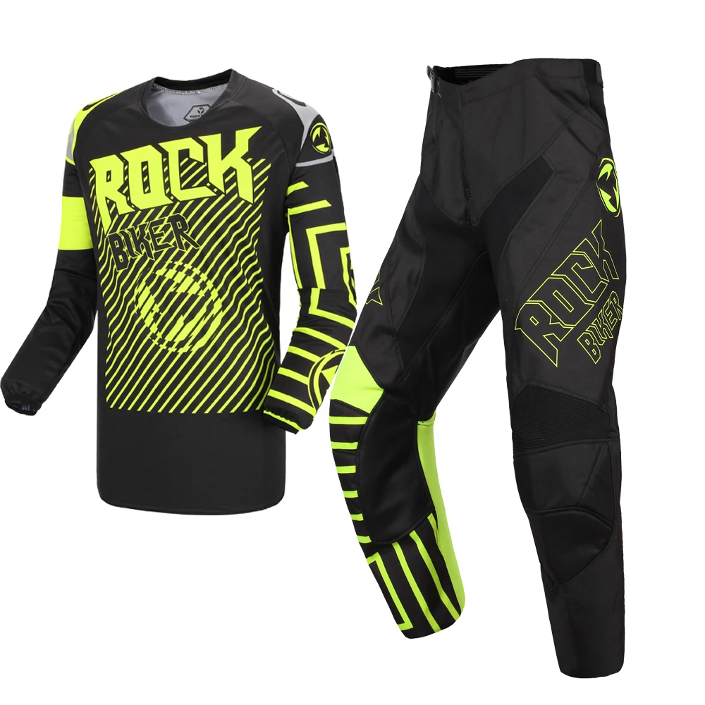 

ROCK BIKER Motorcycle Suits Automotive Downhill Gear Set Motocross Suit Motorcycle Full Suit Motocross Combos Dirt Biker Set, Black,green,yellow