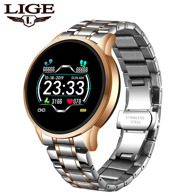 

New LIGE smt03 Smart Watch Men Heart Rate Blood Pressure Information Reminder Sport Waterproof Smart Watch for Android IOS Phone, Blue silver