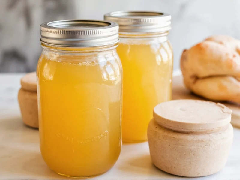 Homemade chicken broth in mason jars