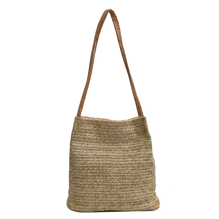 

2021 New Straw Bags New Paper Straw Crochet Shoulder Bags Printing Vintage Tassel Woven Crochet Bag, 2 colors