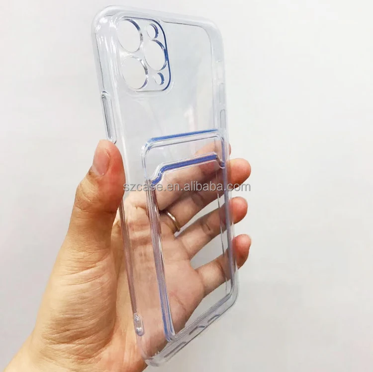 

Top Seller 1.5mm Purple Light No Yellowing Card Slot Design Transparent TPU Cell Mobile Phone Back Cover Case For Iphone 12 Mini
