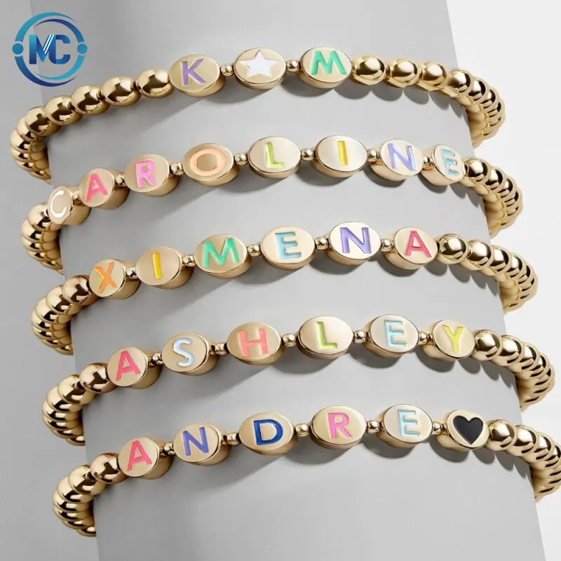 

2021 Customizable word bracelet round bracelet with letters for women gift