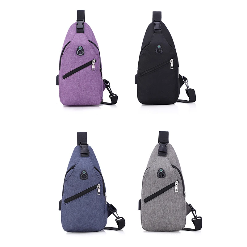 

2021 Hot Sale Men Zipper Pocket Crossbody Bag Sling Bag Chest Bag With USB Charging, As the picture