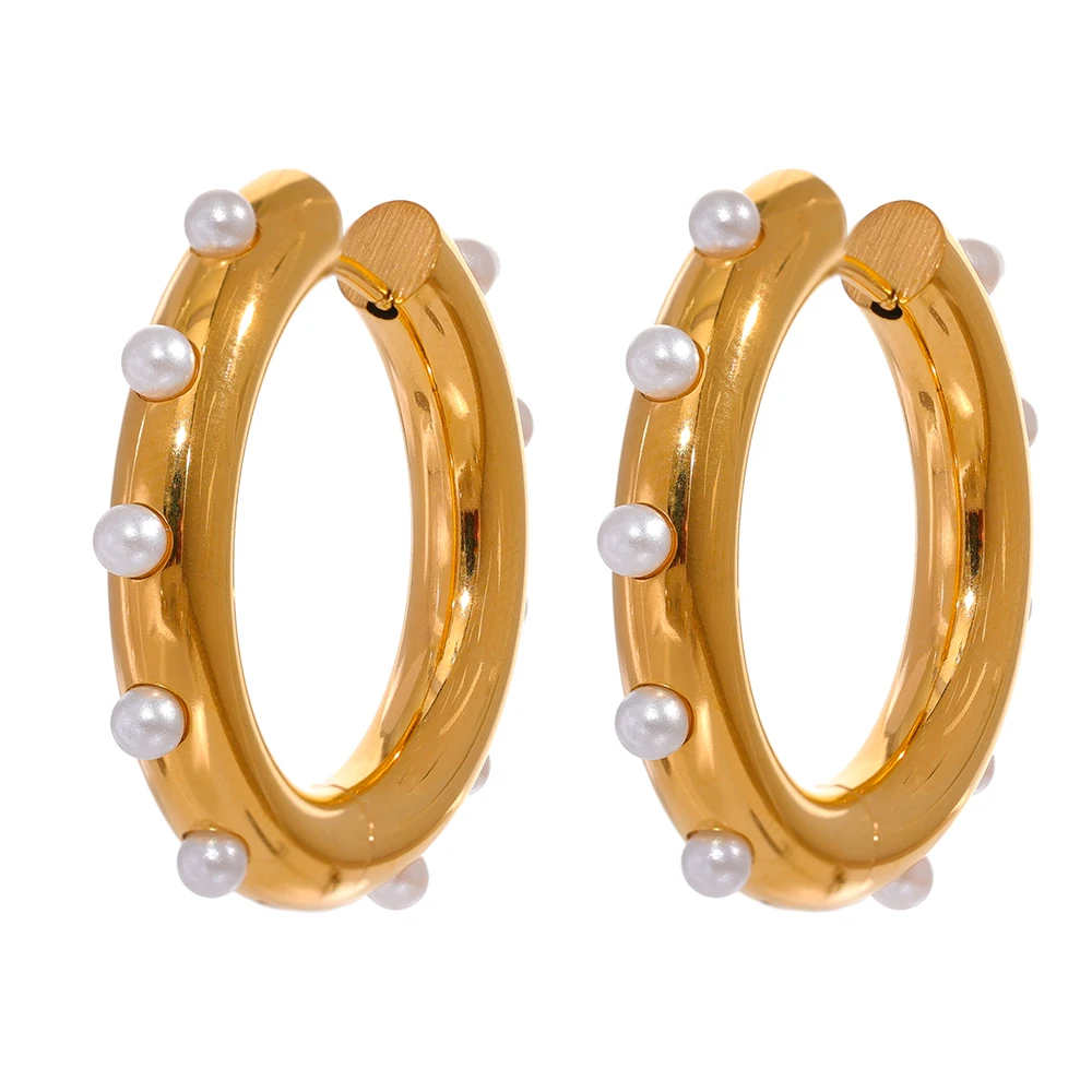 

JINYOU 1786 Fashion Charm 18k Gold PVD Plated Stainless Steel Chic Hoop Huggie Earrings Jewelry for Women