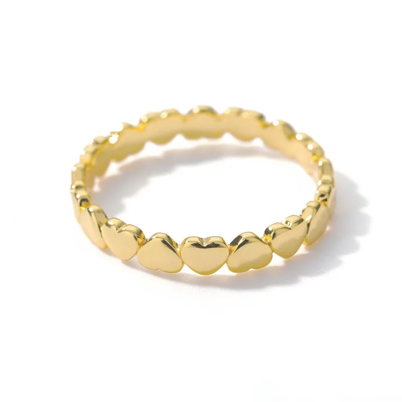 

Gold Plated Stainless Steel Stackable Dainty Heart Eternity Band Rings, Gold/platinum/rose gold