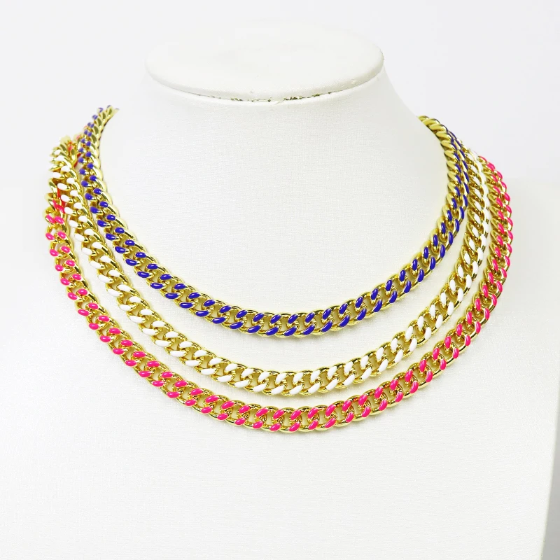 

2021 Trendy Wholesale Jewelry Party jewelry Enamel Necklace For Women Gift Women necklace Metal chain51521, Multi