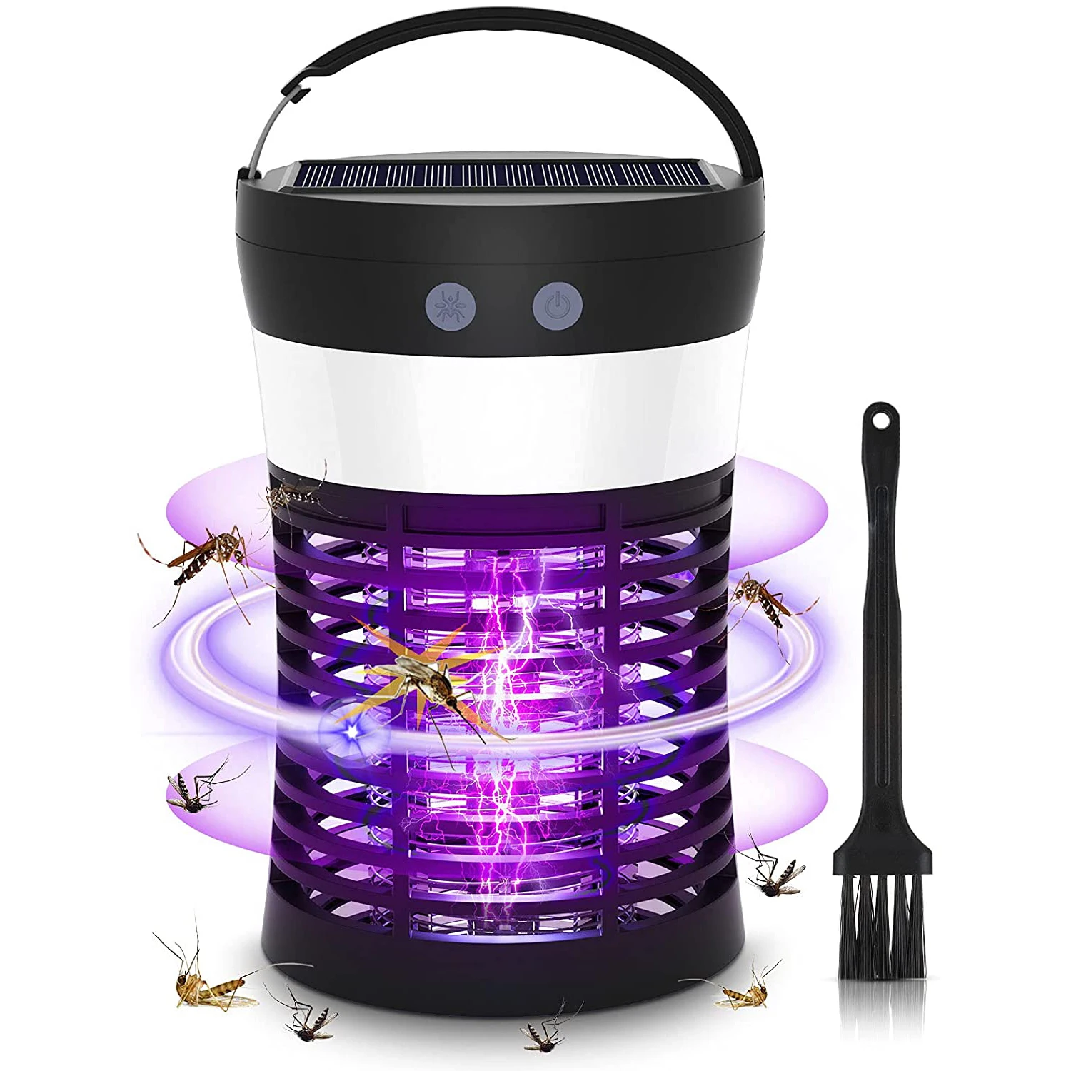 

Indoor Mosquito Zapper Trap Solar Powered Mosquito Repellent USB Charge Waterproof Bug Zapper Electronic Anti Mosquito, Black