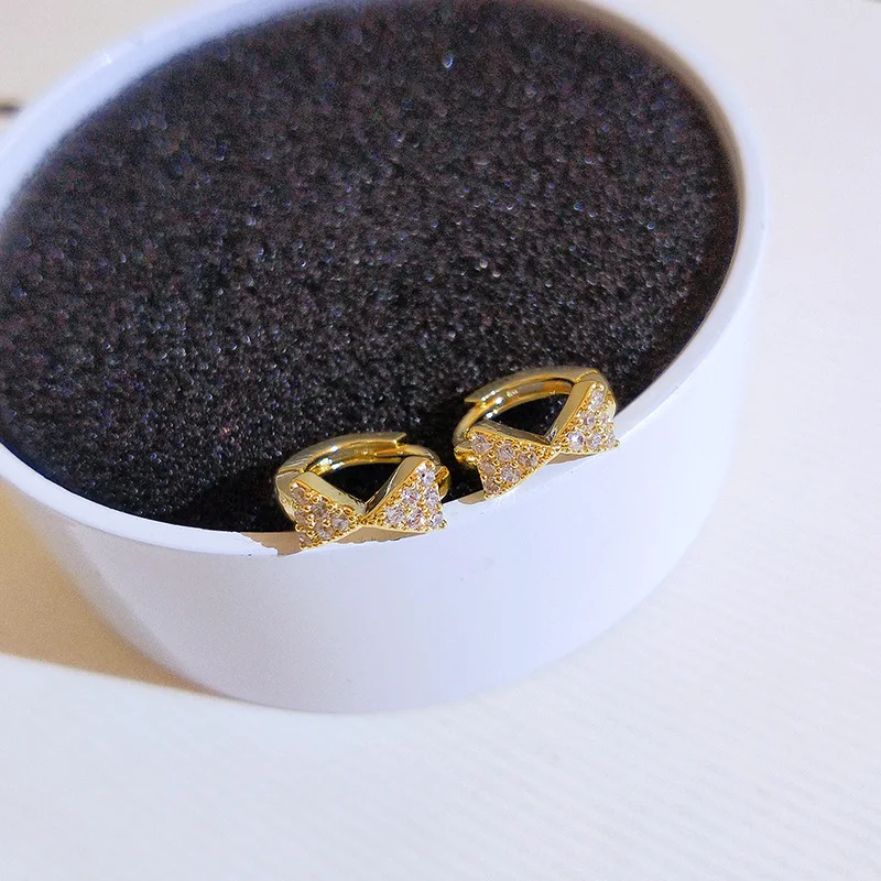 

Hot sale exquisite earring KYED0651 Bowknot shape 18k Gold small Zircon Earrings for Women