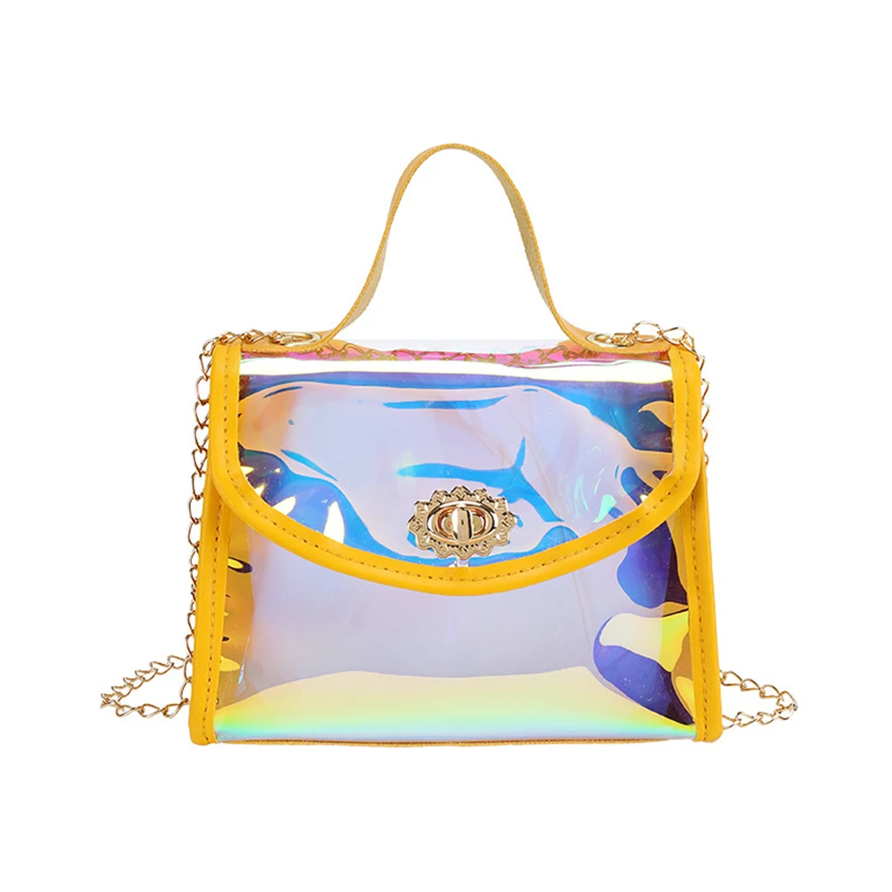 

2021 New Fashionable Laser Transparent Mini Jelly Bag Shoulder Chain Crossbody Bag Mobile Phone Bag, 5colors